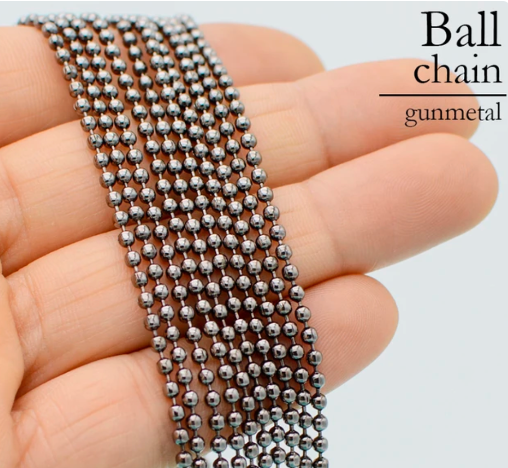 Gunmetal ball chain necklaces 100 bulk wholesale 24 inches