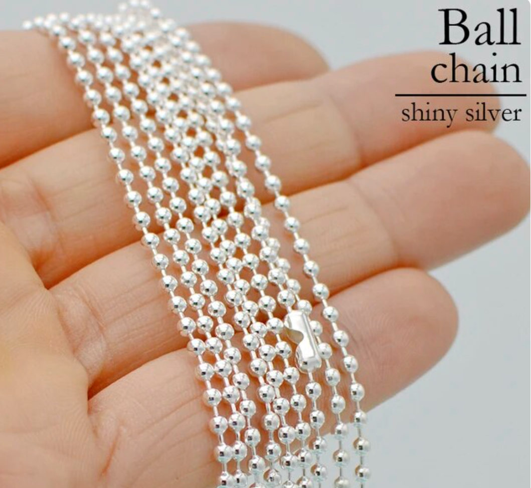 Silver ball chain necklace 24 inch