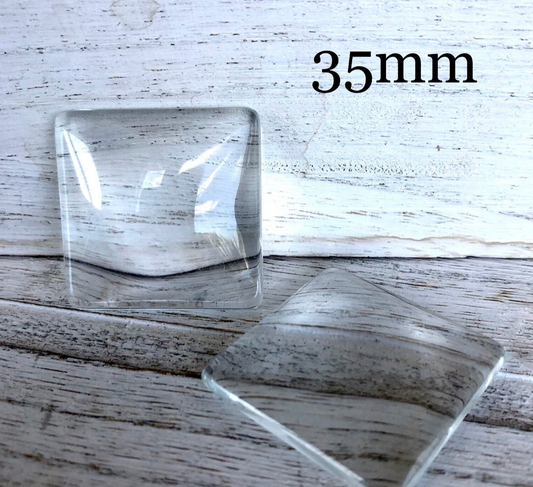 35mm Square Glass Cabochons Tiles -Approx 1 1/4 Inches