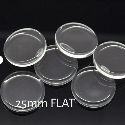 25mm Flat Round Glass Clear Tiles Cabochons 1 inch