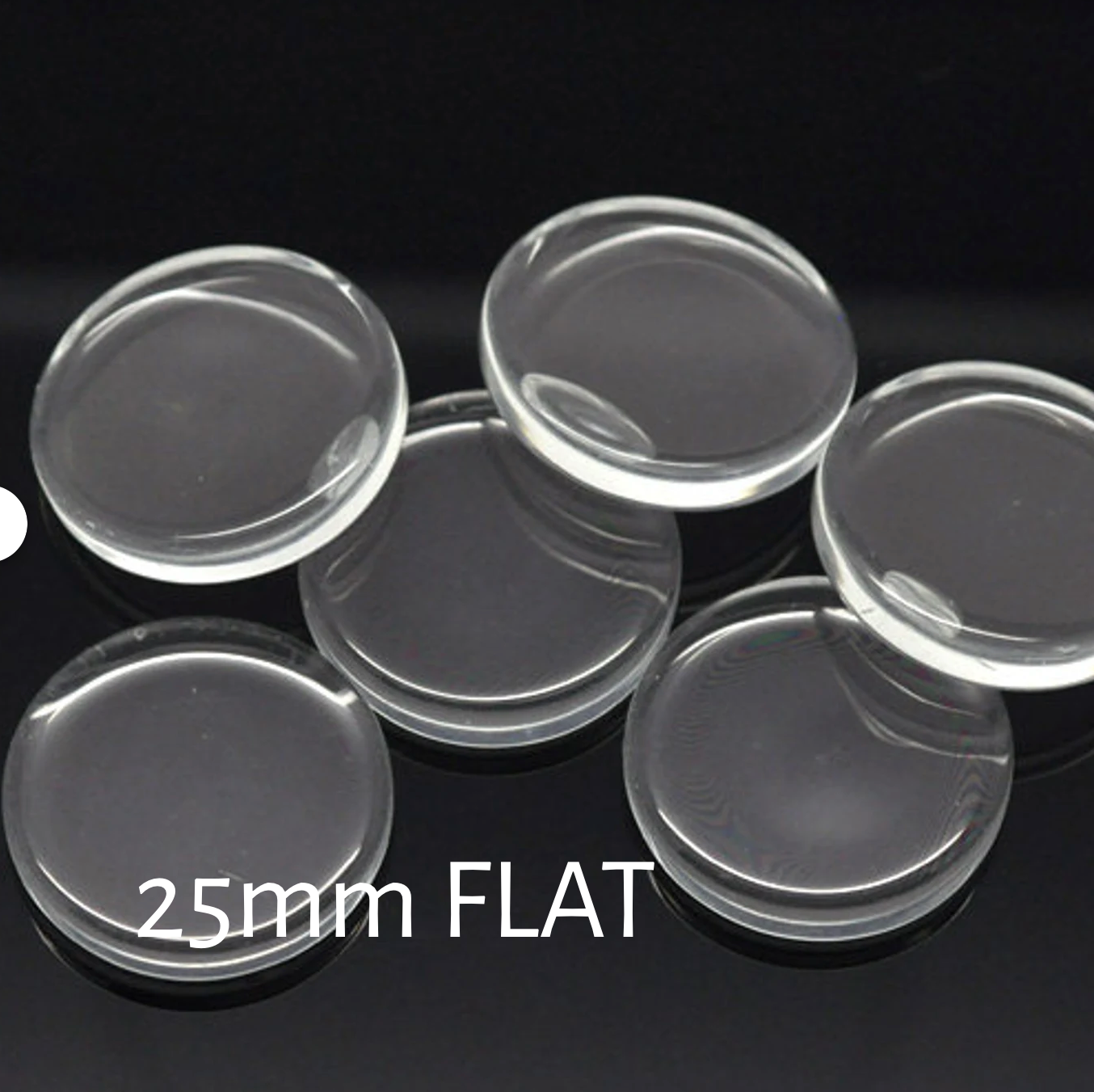 12 - 25mm Flat Round Glass Clear Tiles Cabochons 1 inch - Perfect Pendants Plus