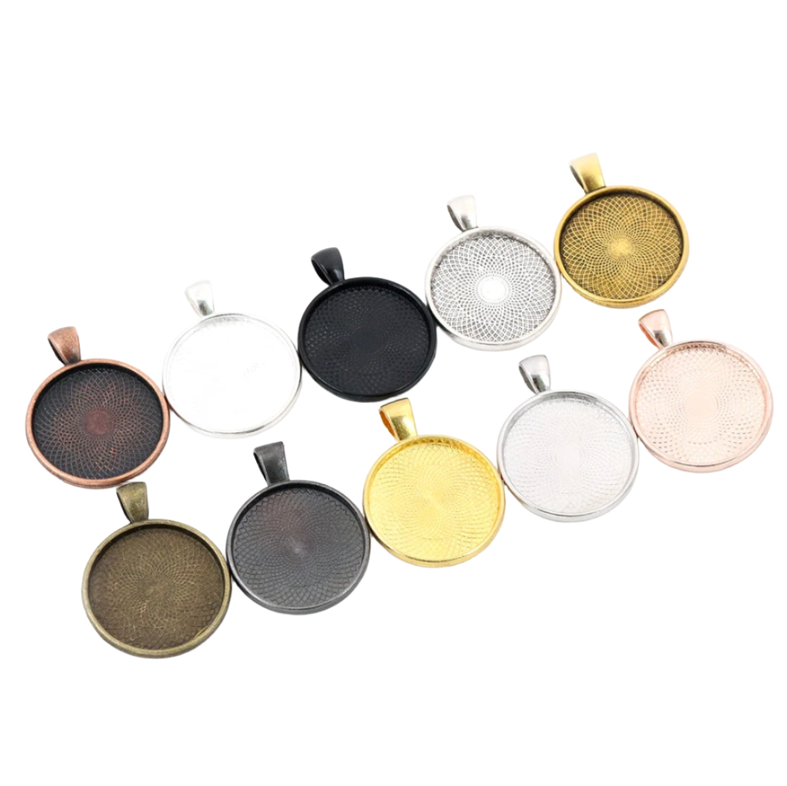 25mm 2 sided Round Pendant Bases 1 inch Double sided - Perfect Pendants Plus
