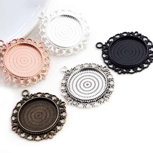 25mm Round Lace Pendant Setting Tray 1 inch