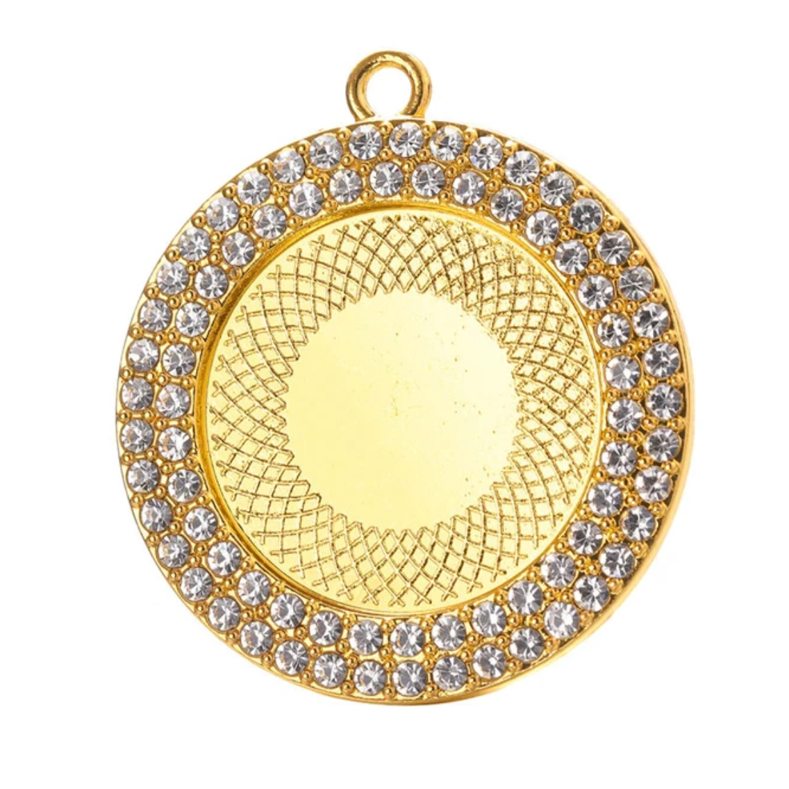 6 - 25mm Double Rhinestone Round Pendant Setting Tray 1 inch - Perfect Pendants Plus