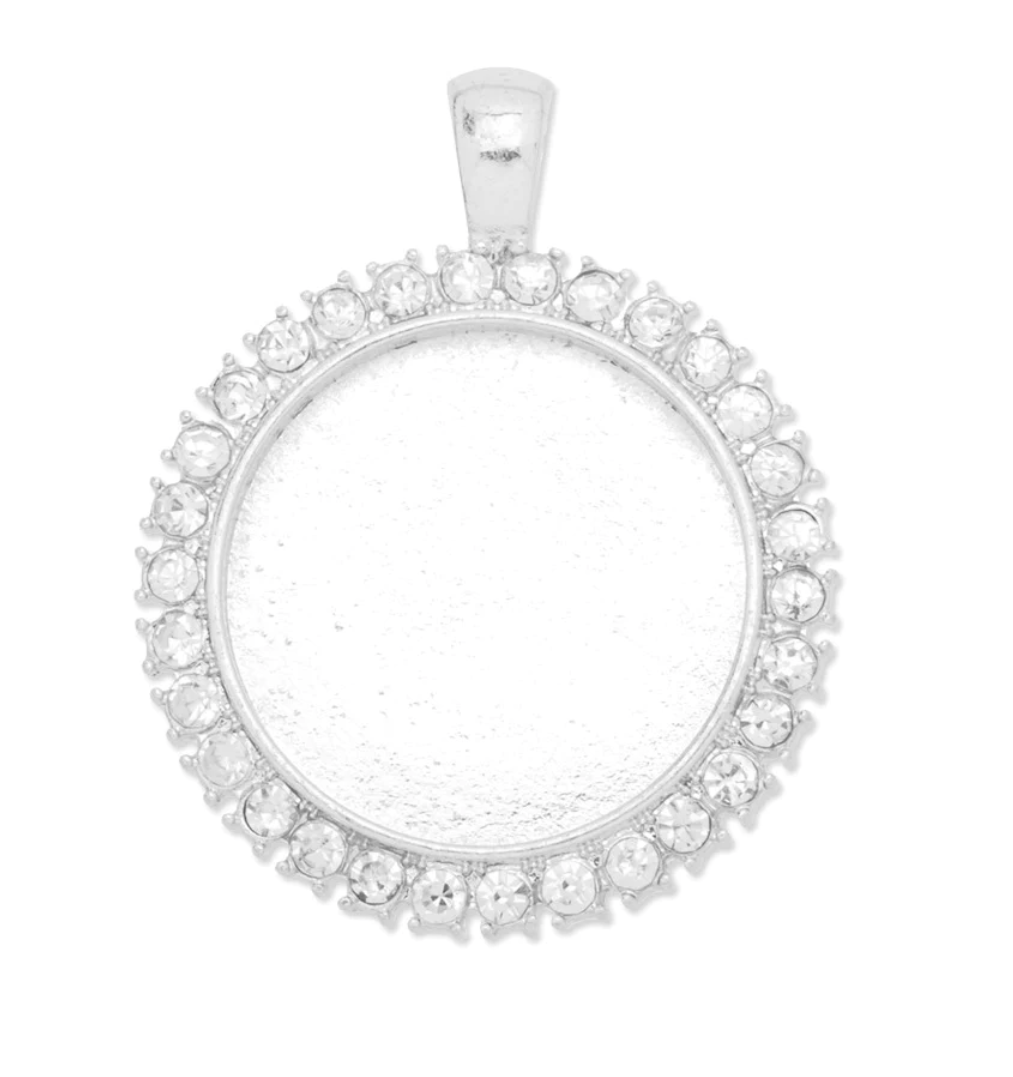 25mm Rhinestone Round Pendant Setting 1 inch - Perfect Pendants Plus