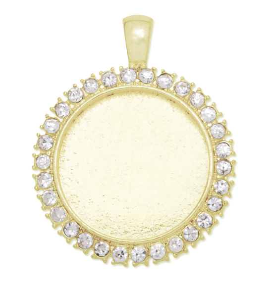 25mm Rhinestone Round Pendant Setting 1 inch - Perfect Pendants Plus