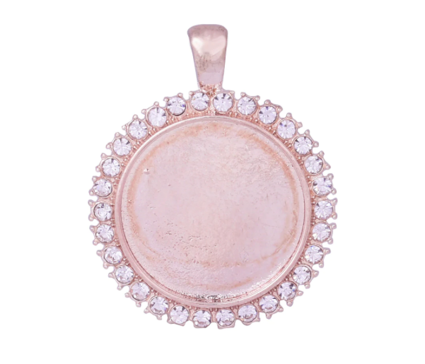 25mm Rhinestone Round Pendant Setting 1 inch - Perfect Pendants Plus