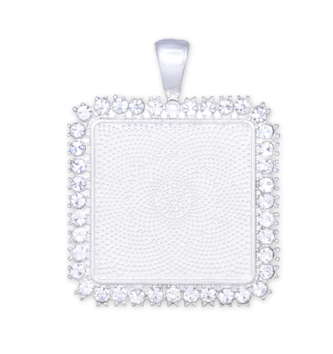 25mm Rhinestone Square Pendant Trays for DIY Jewelry Settings