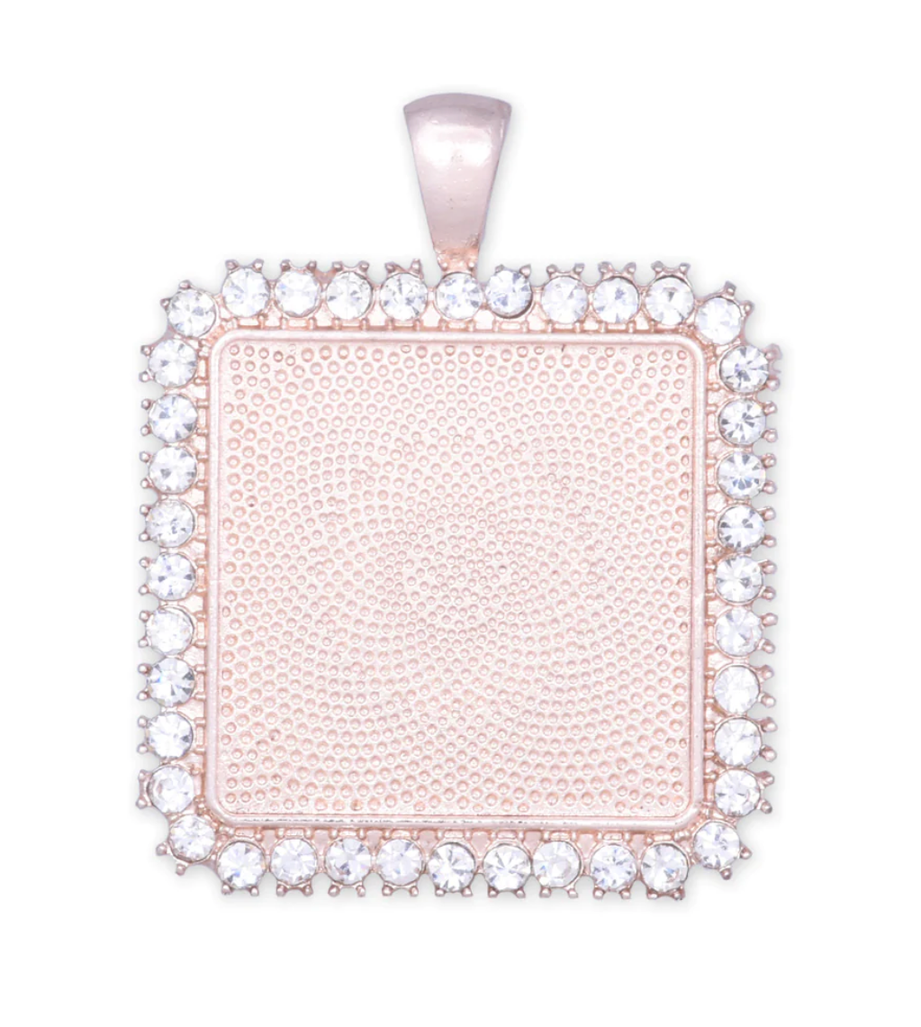 25mm Rhinestone Square Pendant Trays for DIY Jewelry Settings