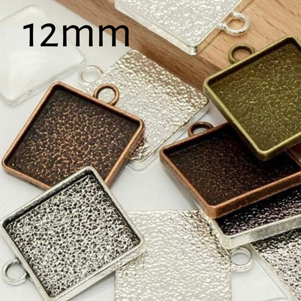 12mm Small Square Pendant Blank Setting