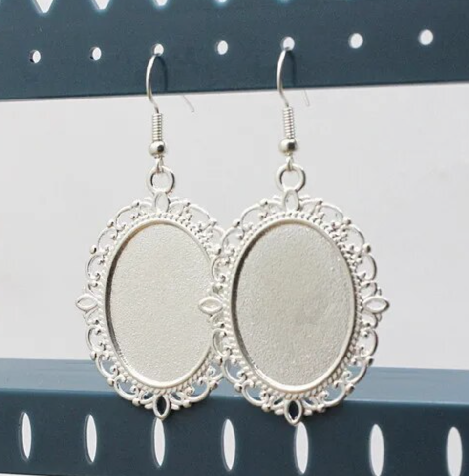 Oval Earring Making Kits - Earring Wires and Glass