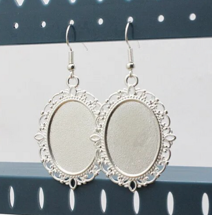 Oval Earring Making Kits - Earring Wires and Glass