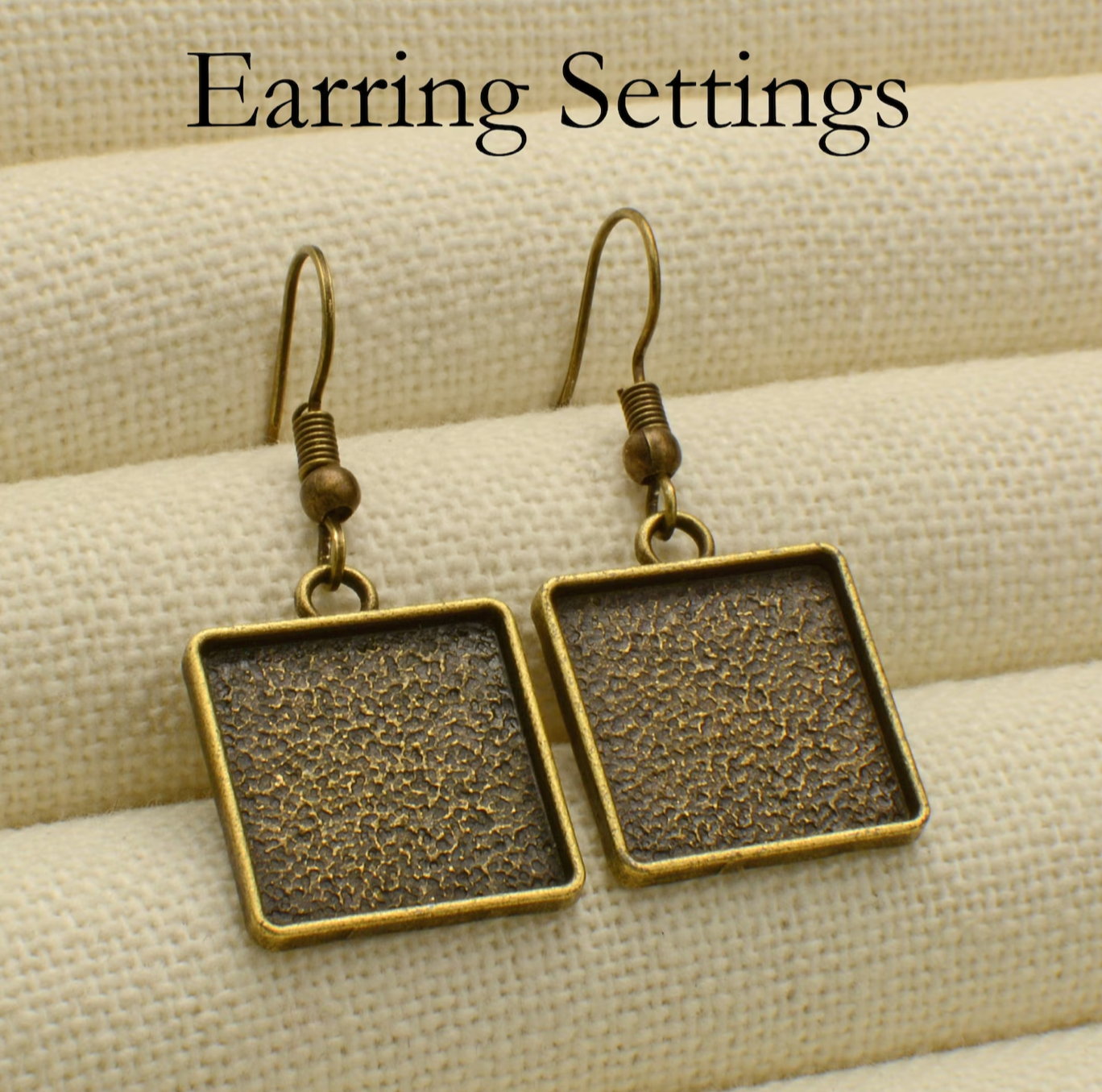 20mm Square Dangle Earrings Wires & Glass