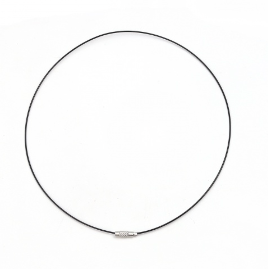 12- 18 Inch Black Steel Wire Necklace Choker with Screw Clasp - Perfect Pendants Plus