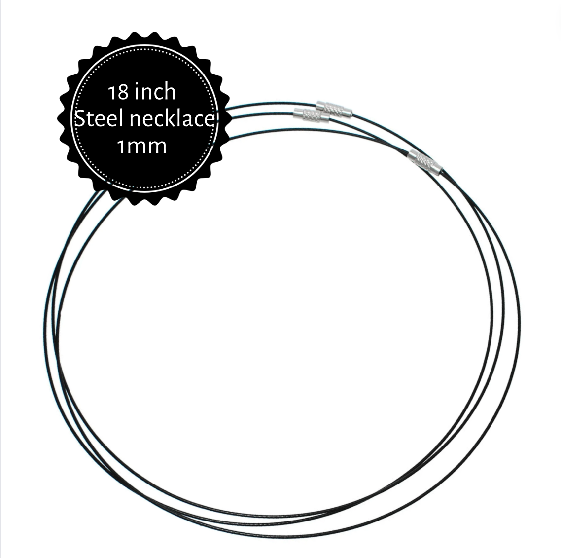 12- 18 Inch Black Steel Wire Necklace Choker with Screw Clasp - Perfect Pendants Plus