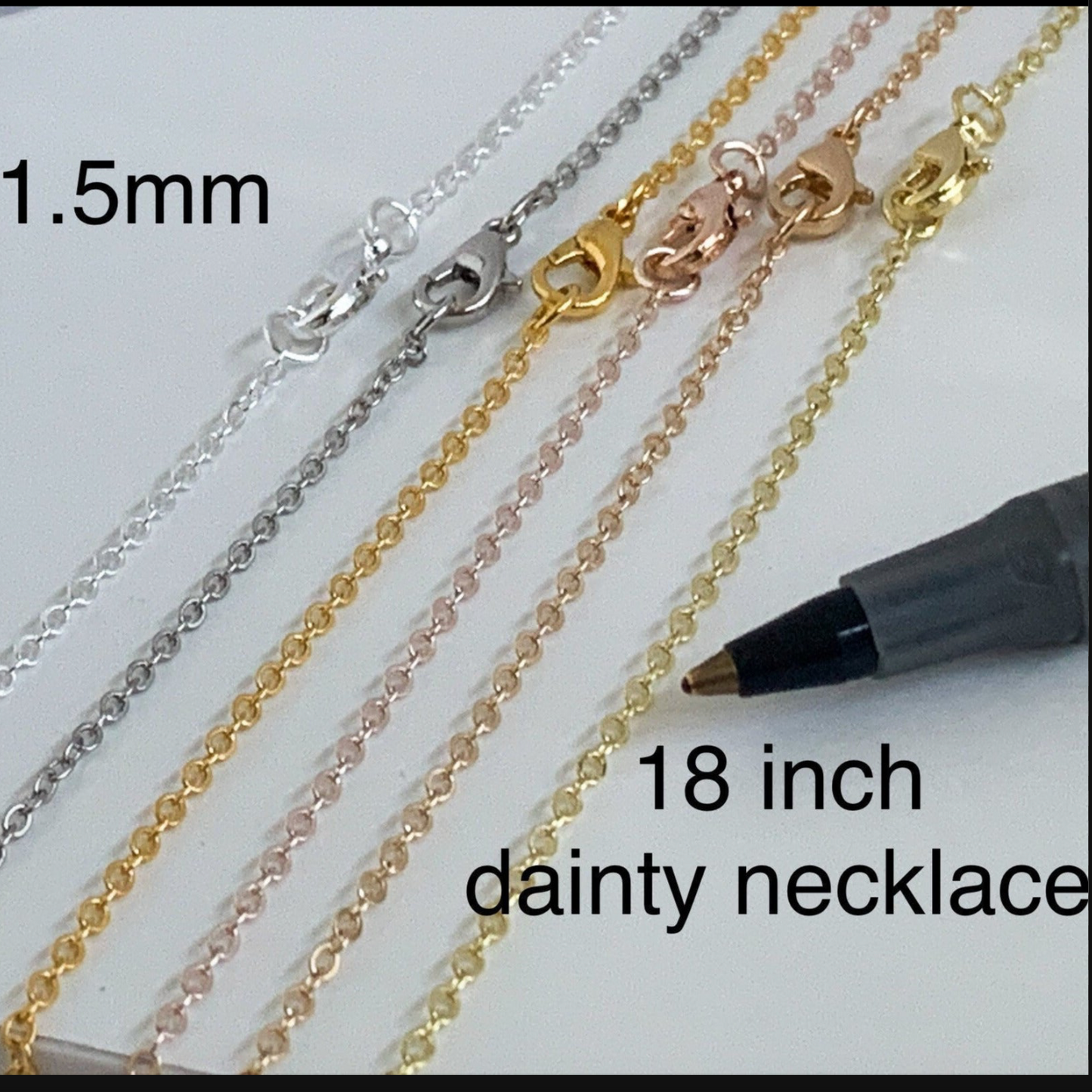 Dainty Chain Necklace 18 inch Fine Rolo