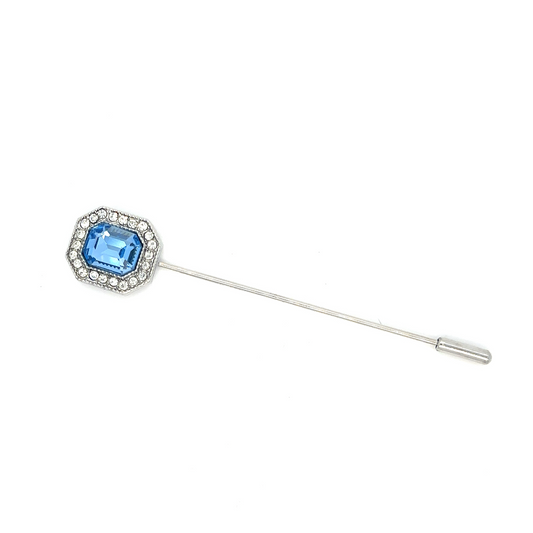 light blue lapel pin with blue stone for men brides 