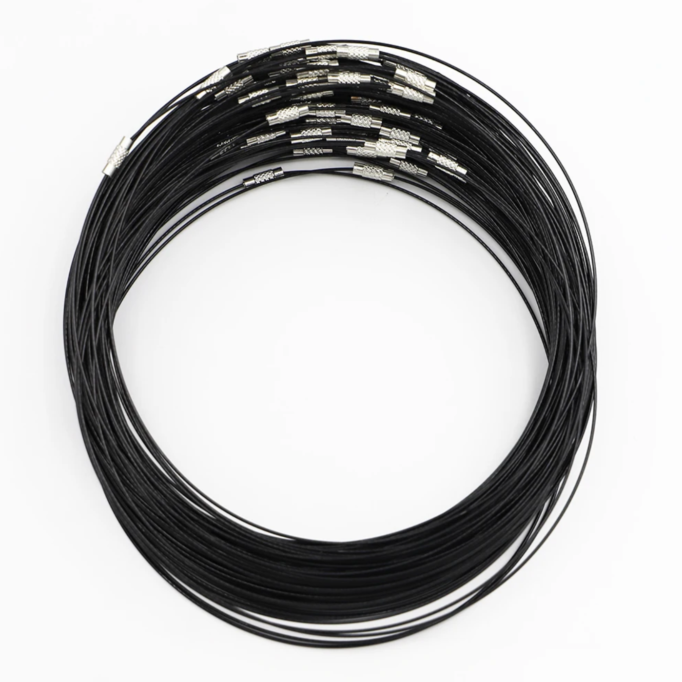 18 Inch Black Steel Wire Necklace Choker with Screw Clasp