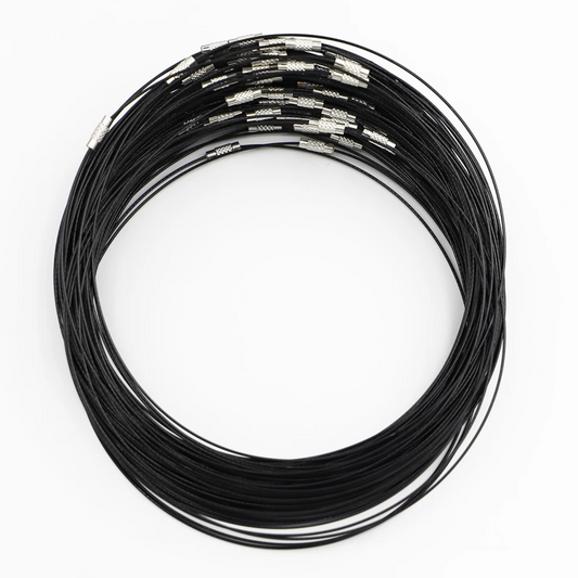 18 Inch Black Steel Wire Necklace Choker with Screw Clasp