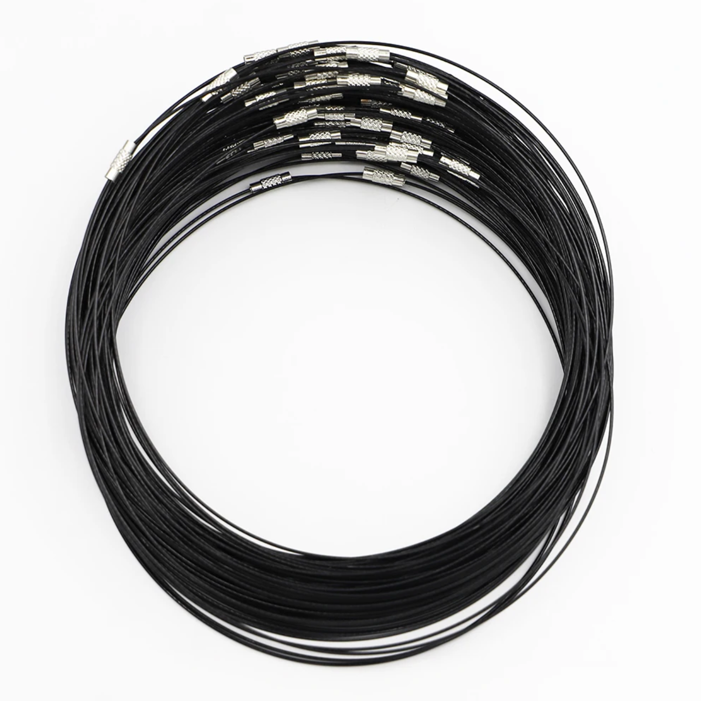 12- 18 Inch Black Steel Wire Necklace Choker with Screw Clasp - Perfect Pendants Plus