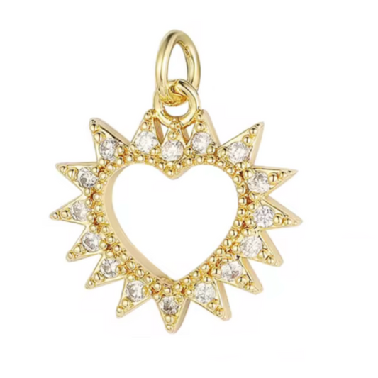 Gold Heart Crystal Charm for Bracelets, Necklaces, and Keepsakes
