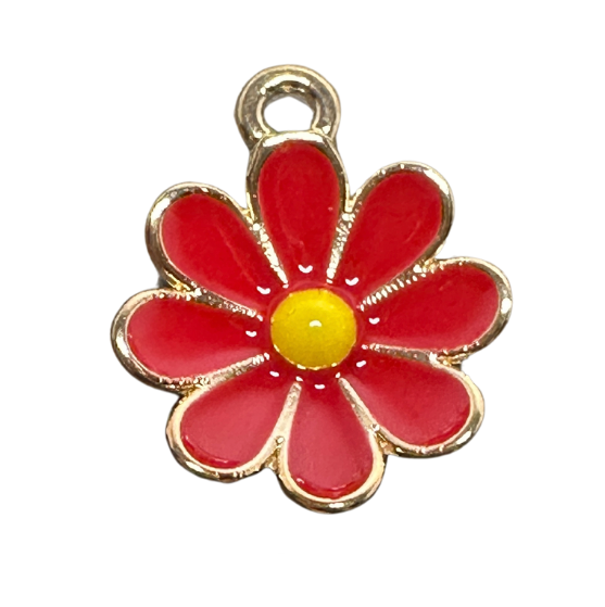 Enamel Daisy Flower Charm – 1/2 inch Gold-Plated Stainless Steel