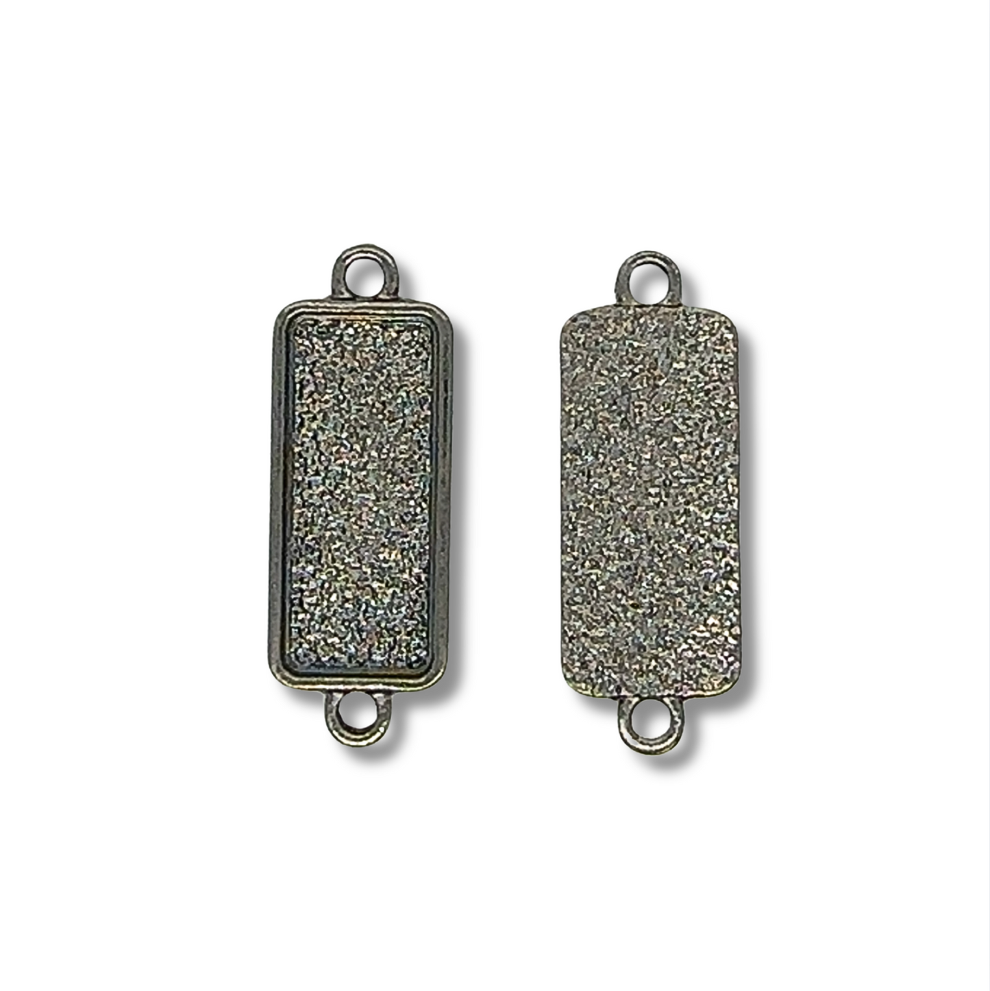 Bracelet Connector Rectangle Bezels Side Loop Horizontal