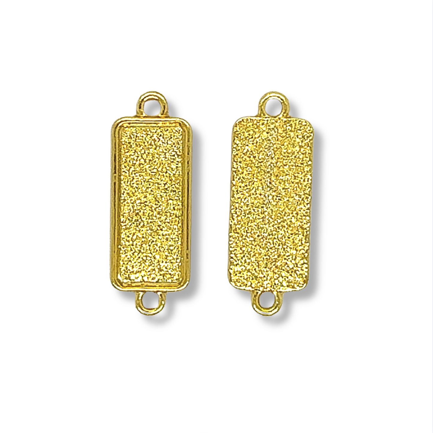 Bracelet Connector Rectangle Bezels Side Loop Horizontal