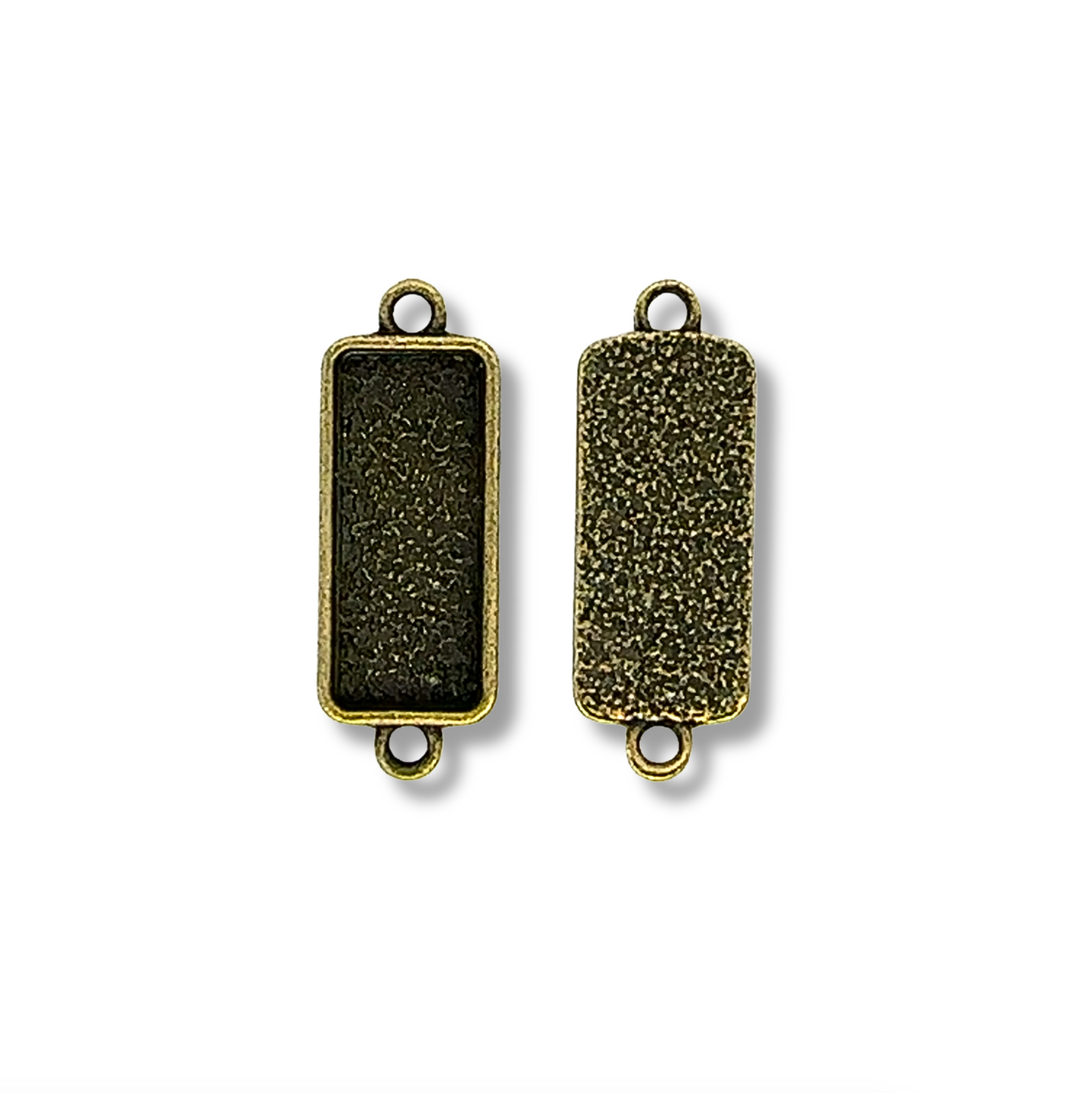 Bracelet Connector Rectangle Bezels Side Loop Horizontal