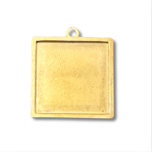 Square Personalized Photo Charm for Charm Bracelet – Gold-Plated Stainless Steel 20mm
