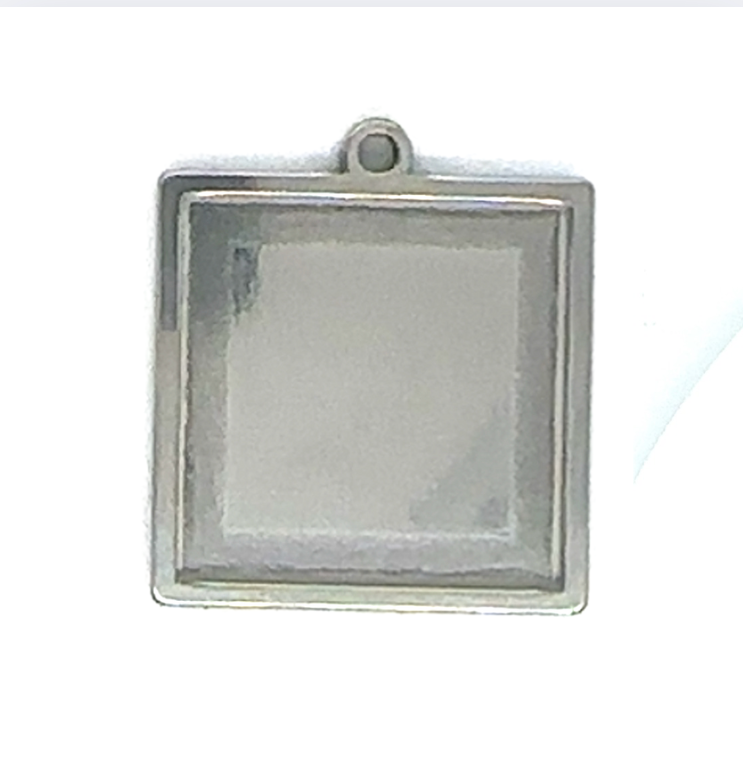 Square Personalized Photo Charm for Charm Bracelet – Silver-Plated Stainless Steel 20mm