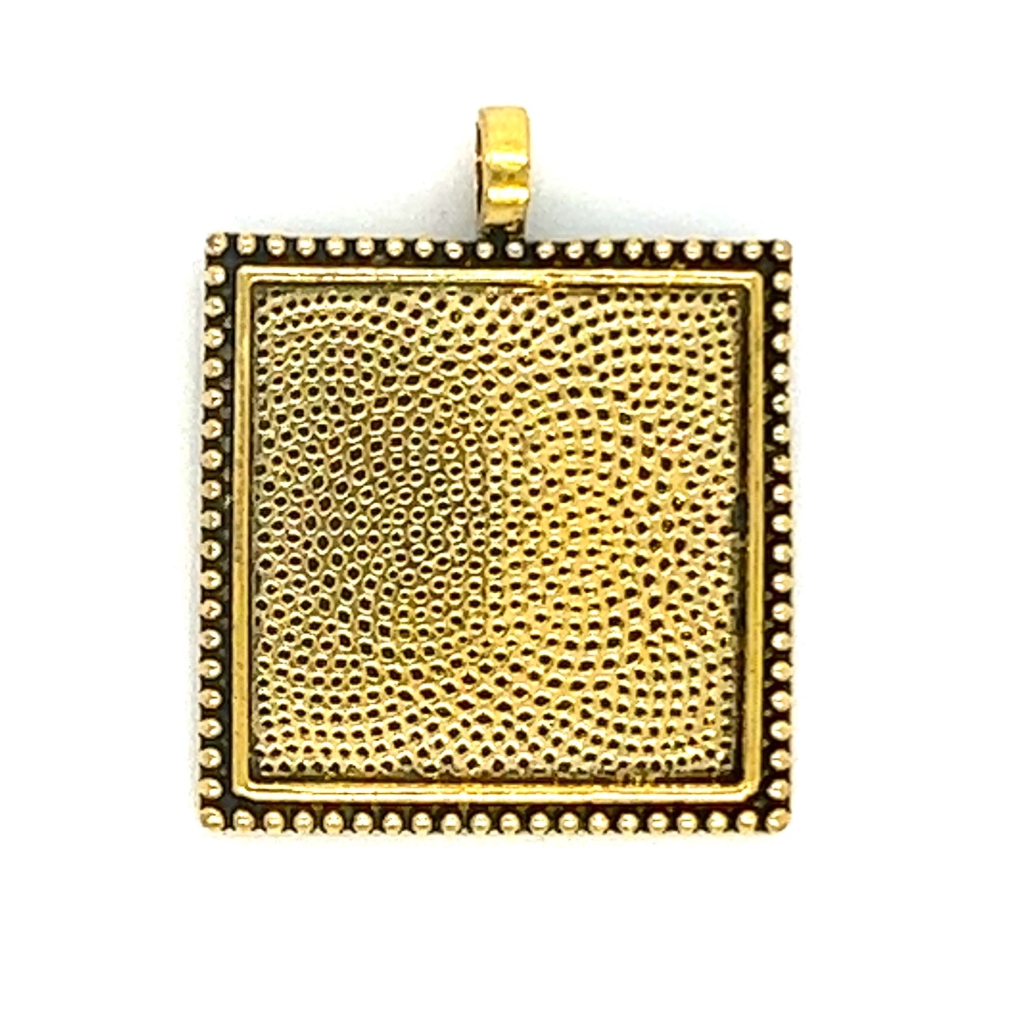 25mm Square Beaded Edged Pendant Frame 1 inch - Perfect Pendants Plus