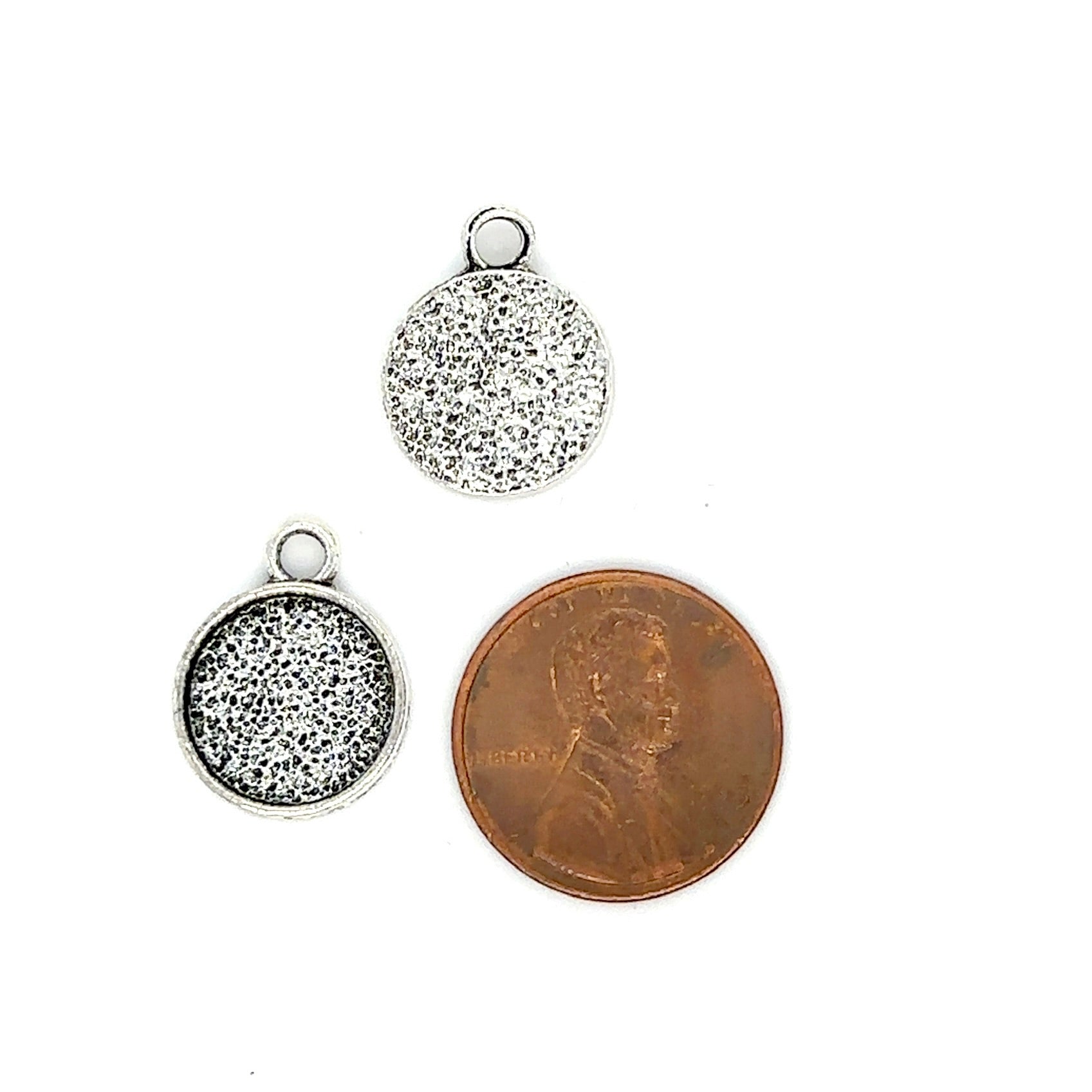 12mm small round jewelry making supplies charm antique silver