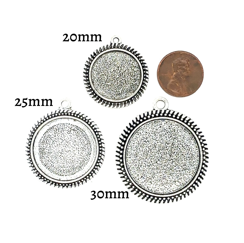 20mm Round Beaded Edge Bezels Jewelry Making Charms