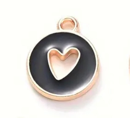 black Heart Cutout Charm – 10mm Gold-Plated Stainless Steel Pendant