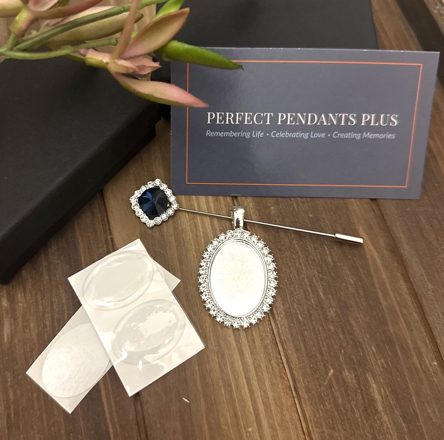 DIY Kit Something Blue Photo Memory Charm and Pin - Perfect Pendants Plus