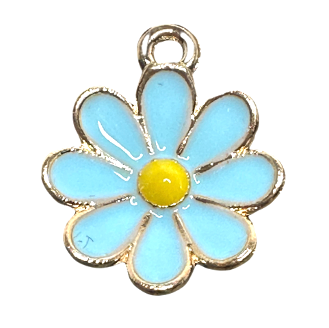 Enamel Daisy Flower Charm – 1/2 inch Gold-Plated Stainless Steel
