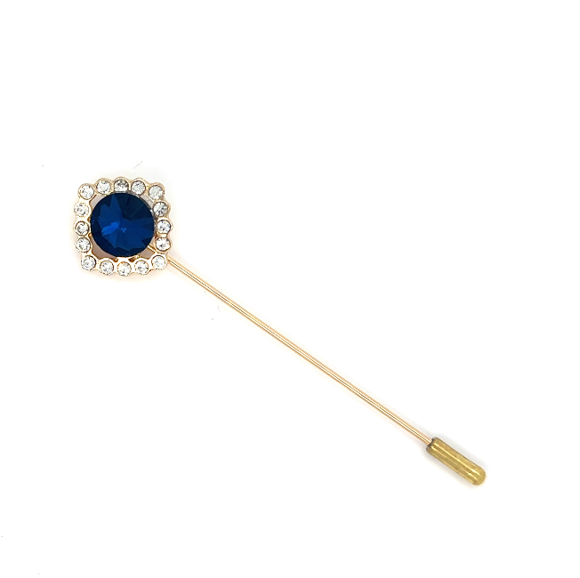 Something Blue Rhinestone Pin Gold Lapel Pin - Perfect Pendants Plus