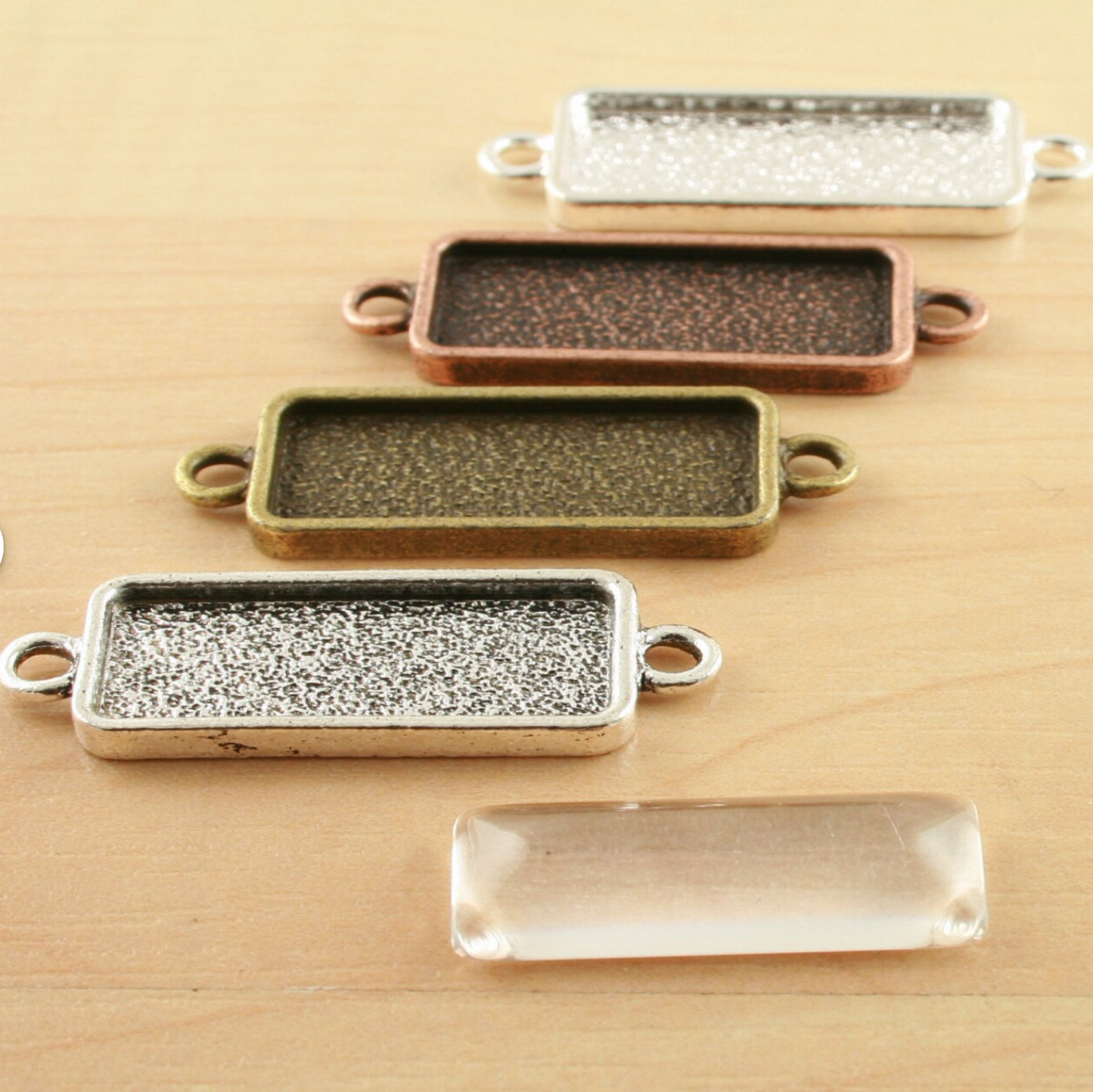 10x25mm Connector Rectangle Bezels Side Loop Horizontal - Perfect Pendants Plus