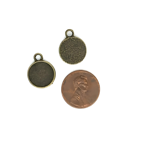12mm small round jewelry making supplies charm bronze 