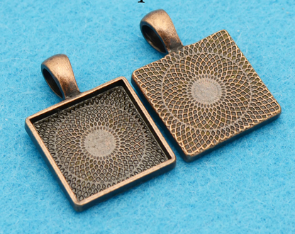 antique copper  small square bezel setting 16mm