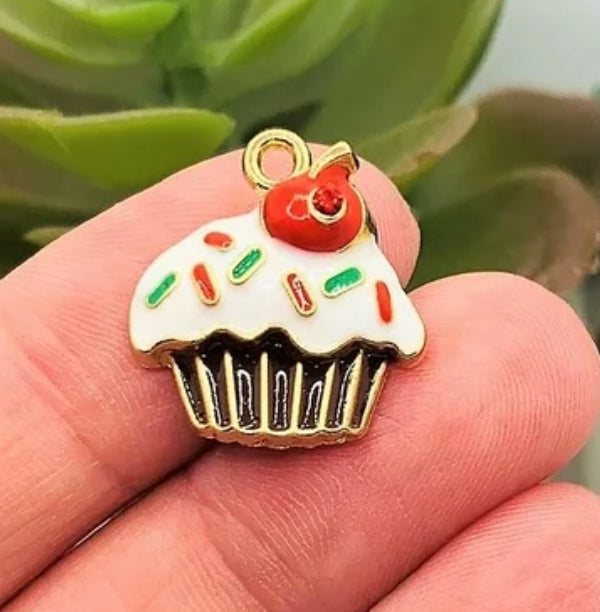 cute cupcake charm gold