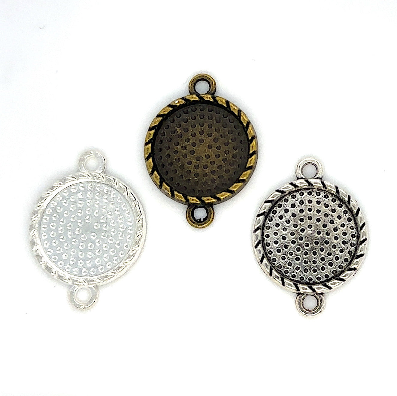 12 - 16mm Small Round Braided Edge Connector Bezel Settings - Perfect Pendants Plus