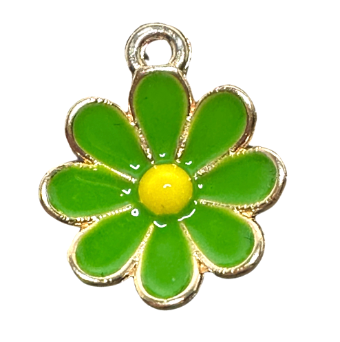 Enamel Daisy Flower Charm – 1/2 inch Gold-Plated Stainless Steel