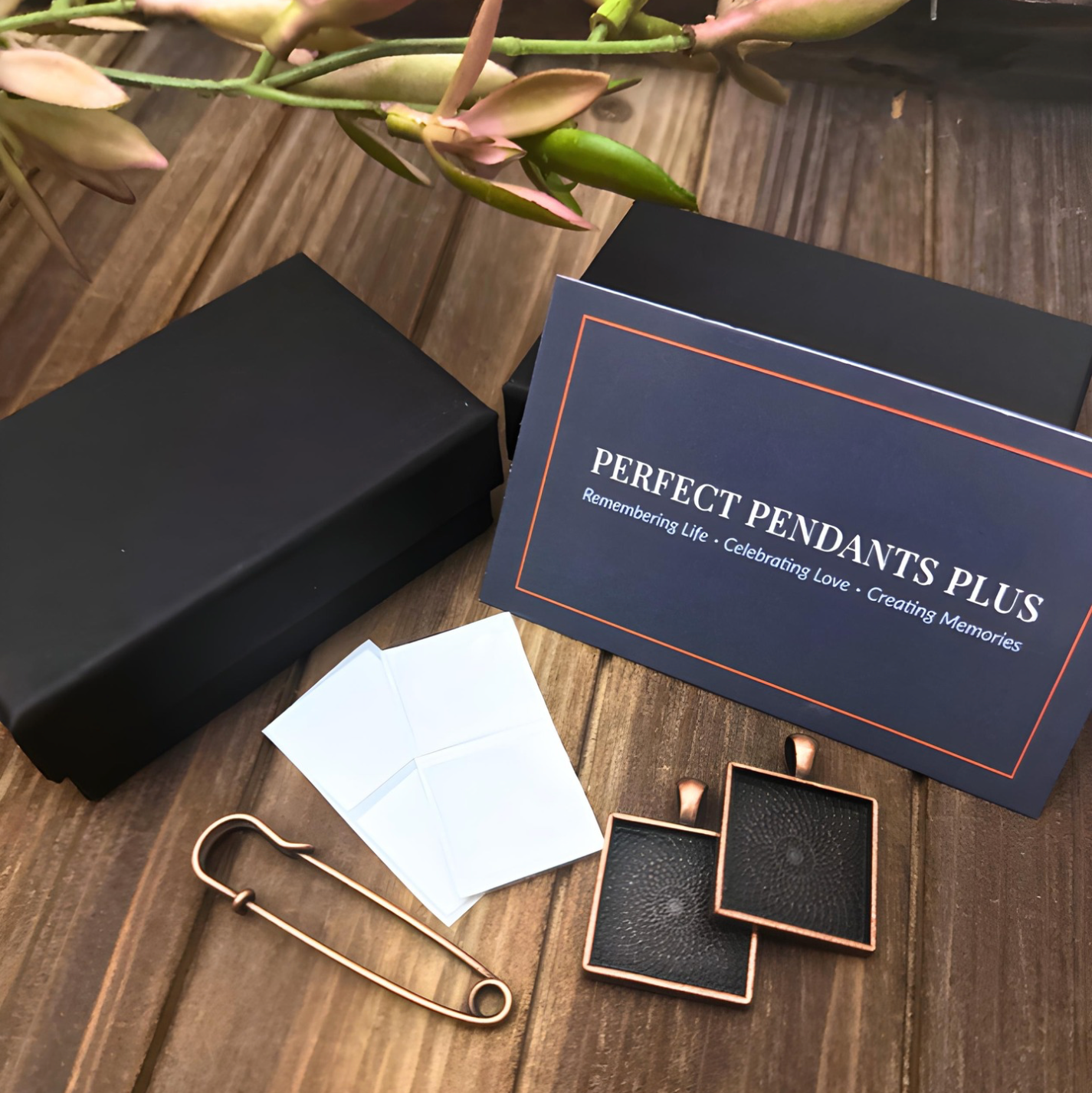 DIY Kit 20mm Square Groom Boutonnière Charm with Matching Pin - Perfect Pendants Plus