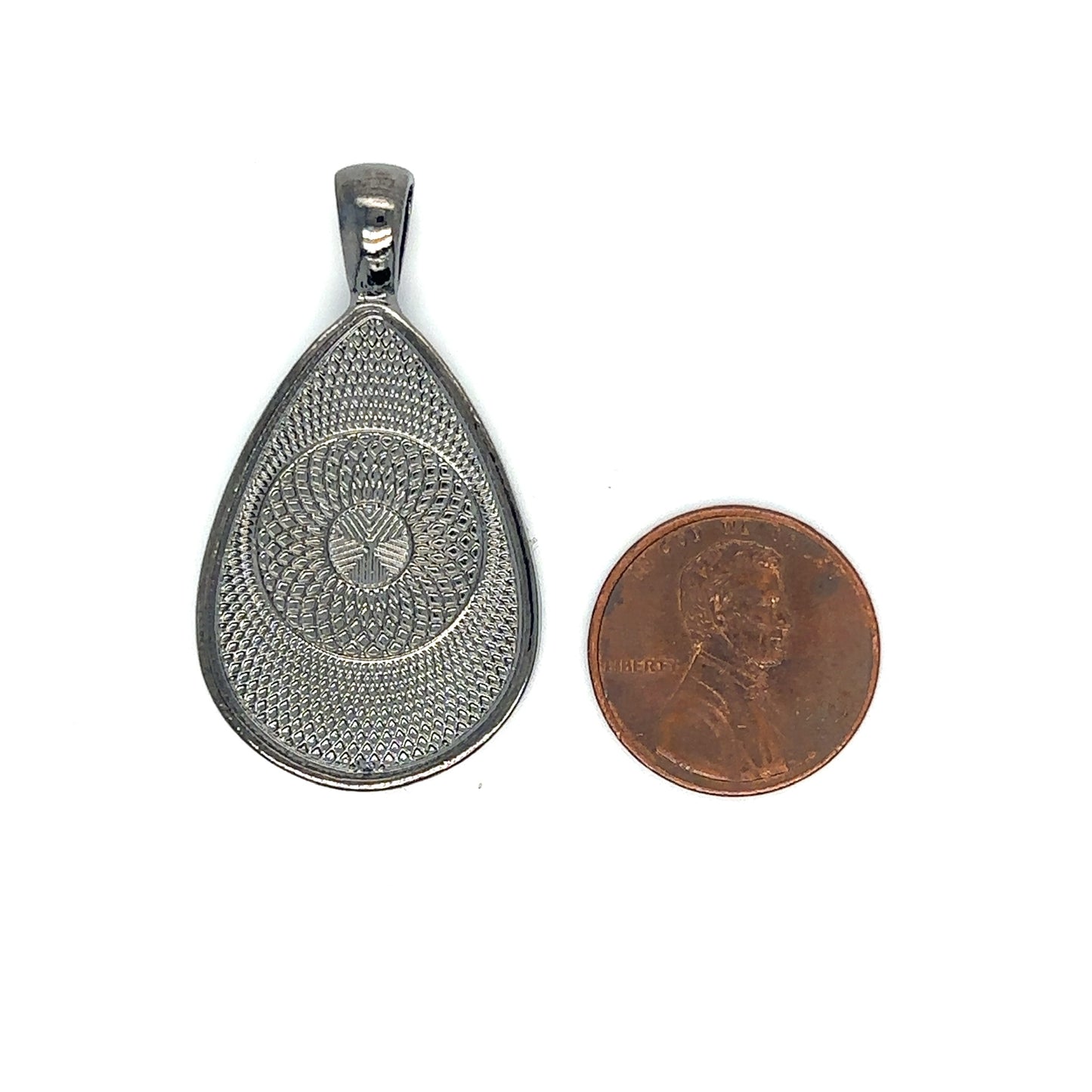 Dim Gray 20x30mm Teardrop Shaped Necklace Pendant Setting