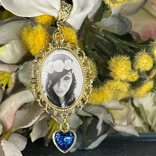 Something Blue Wedding Photo charms Custom Made or DIY Bouquet memory Charms for Family photos and Initials (Includes everything you need)