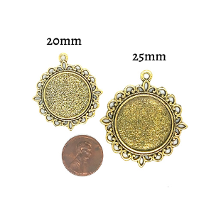 20mm Round Decorative Lace Photo Charm Pendant