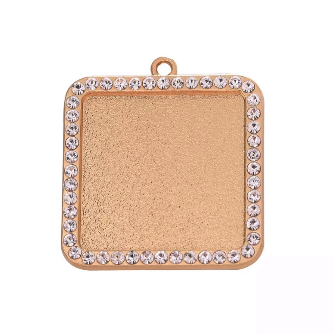 25mm Rhinestone Square Photo Charm Pendant Tray DIY Jewelry Settings