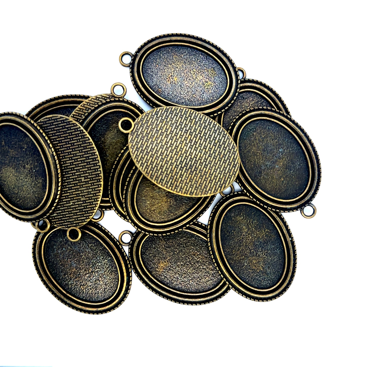 20 pendants Oval bezel setting Bronze - Perfect Pendants Plus